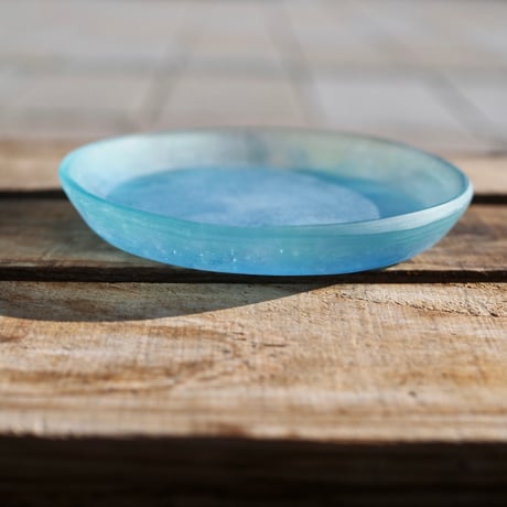 glass rim plate "aqua blue"