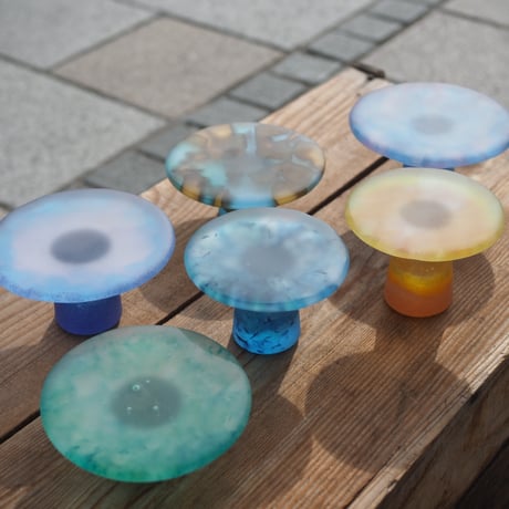 glass compote "algae blue"