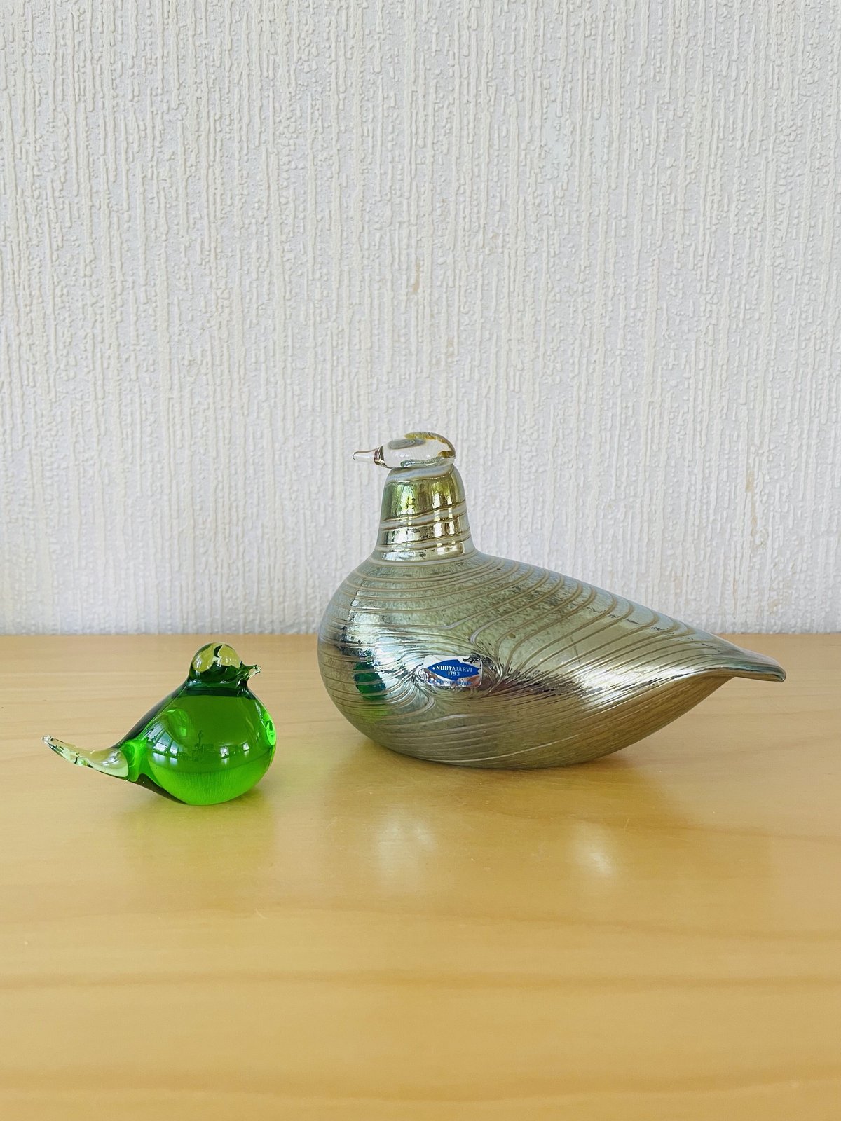 北欧ヴィンテージ/エメラルド色のガラスの小鳥のオブジェ 北欧ヴィンテージ/エメラルド色のガラスの小鳥のオブジェ
