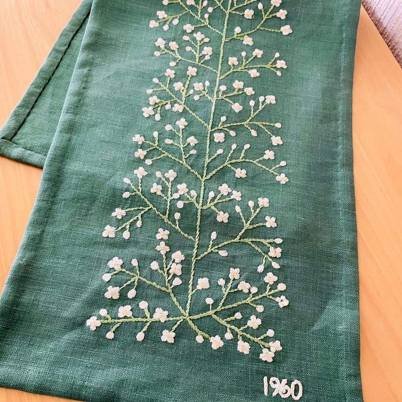 ヴィンテージカーテン テーブルクロス 刺繍 184cm☓120cm希少 【公式通販】