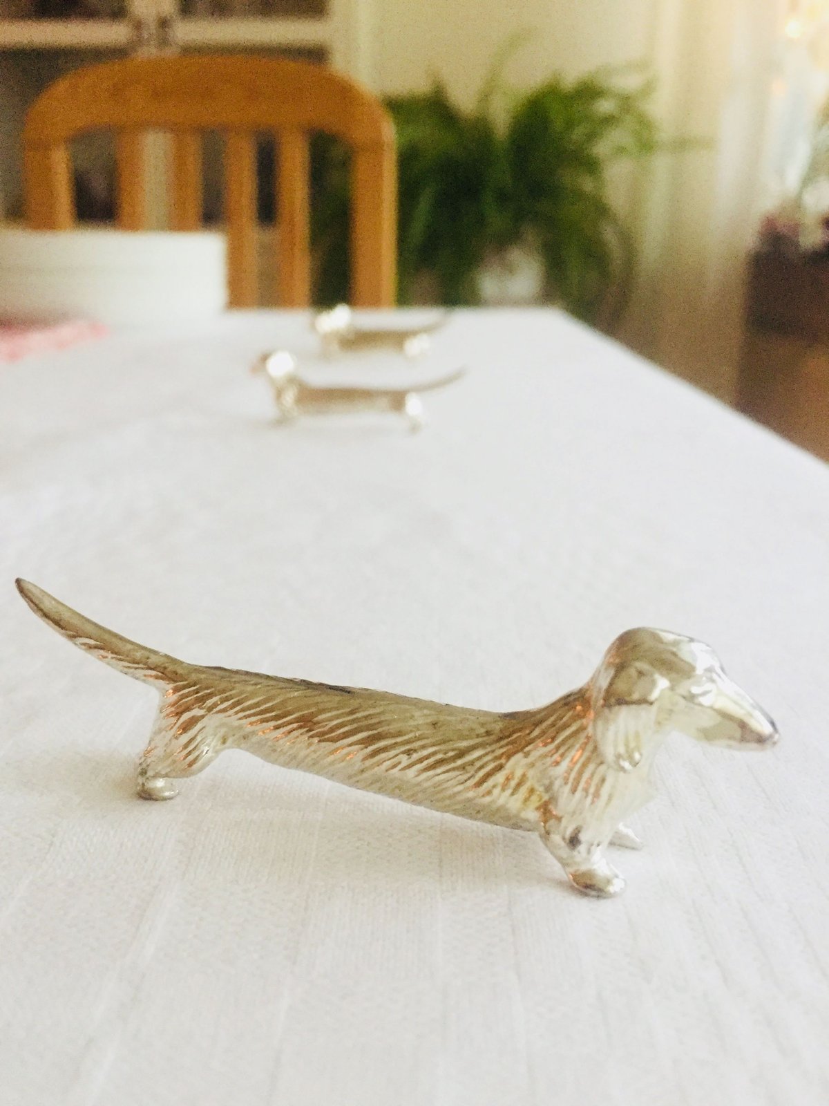 仏蘭西】 ダックスフンドのナイフレスト 5個組【シルバープレート】 仏