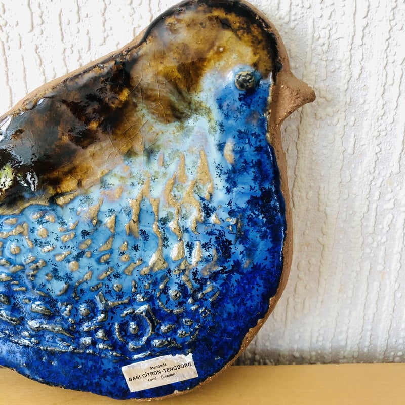 Gabi】青い鳥の陶板-