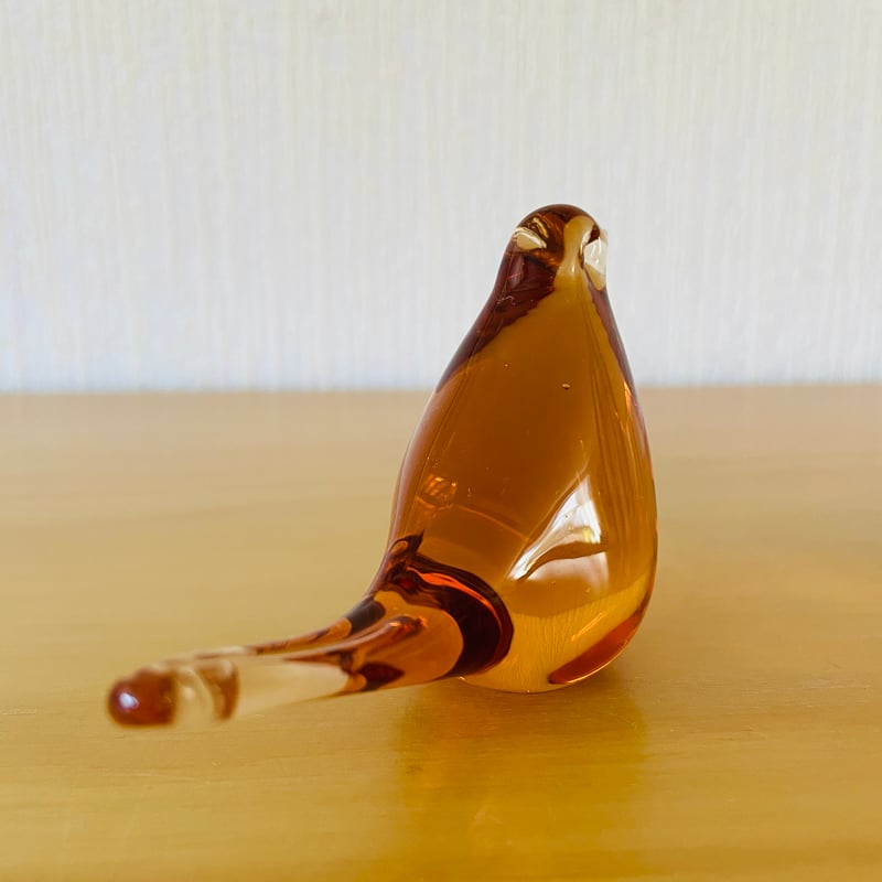 北欧ヴィンテージ/クリスタルガラスの小鳥/ライトブラウン 北欧ヴィンテージ/クリスタルガラスの小鳥/ライトブラウン