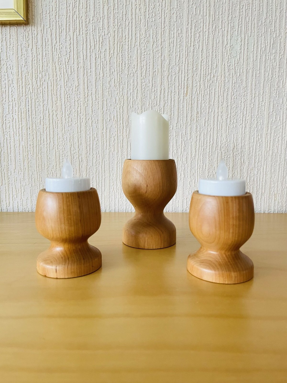 北欧手工芸品/木製キャンドルホルダー/7cm | Wasurenagusa