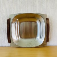 北欧ヴィンテージ/デンマーク製/ステンレスとローズウッドのトレイ/スクエア