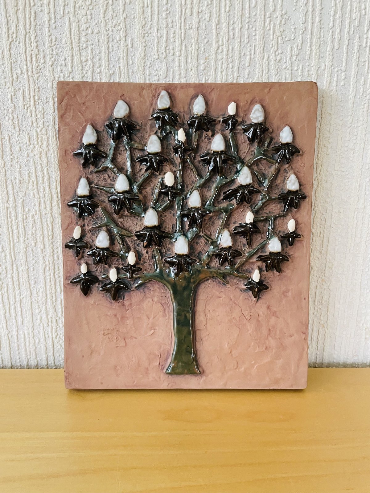 ガビ・シトロンジィガントフタりんごの木の陶板 23cm 1972年