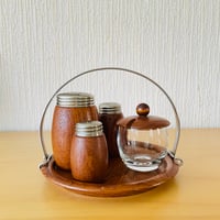 Karl Holmberg/カール.ホルムベリ/チーク&ガラスのテーブルセット/4点セット/ラウンドトレイ付き