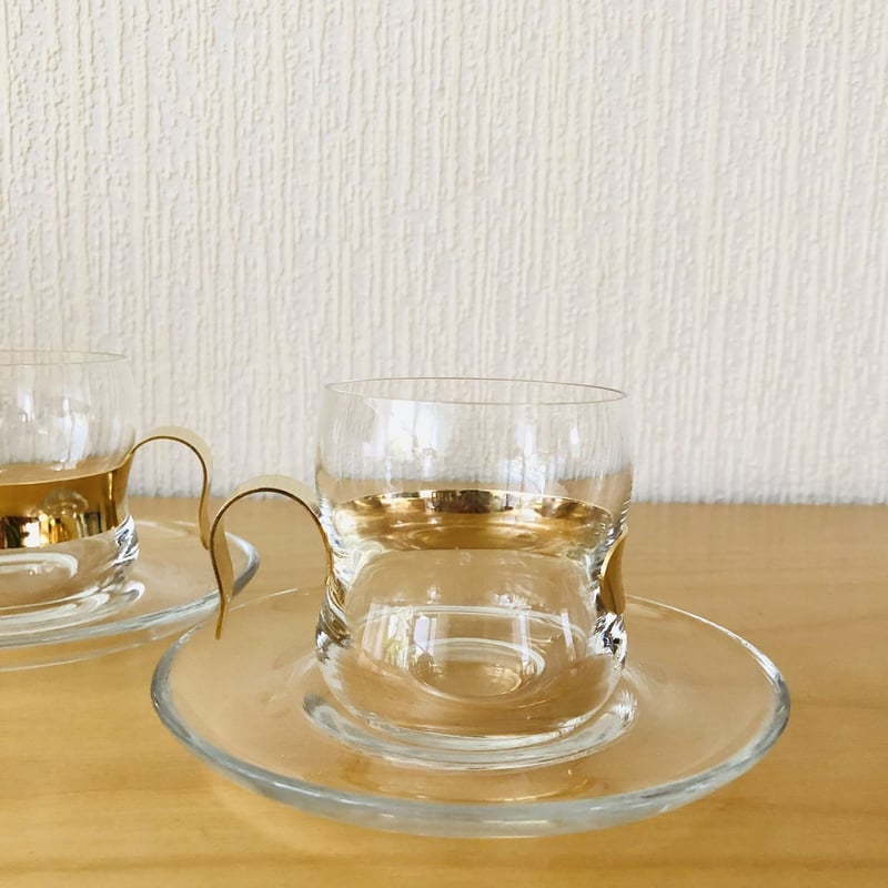 iittala/イッタラ/Paula/パウラ/耐熱ガラスカップ＆ソーサー/2客セット/24Kゴ...