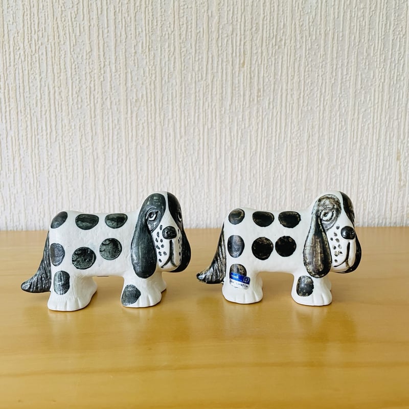 リサラーソン スパニエル ホワイト 犬 ヴィンテージ 置物 グスタフ