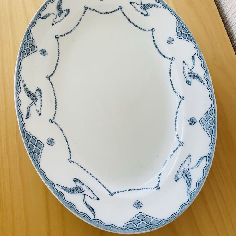 オーレスンドグスタフスベリかもめアンティークオーバル皿大サイズ