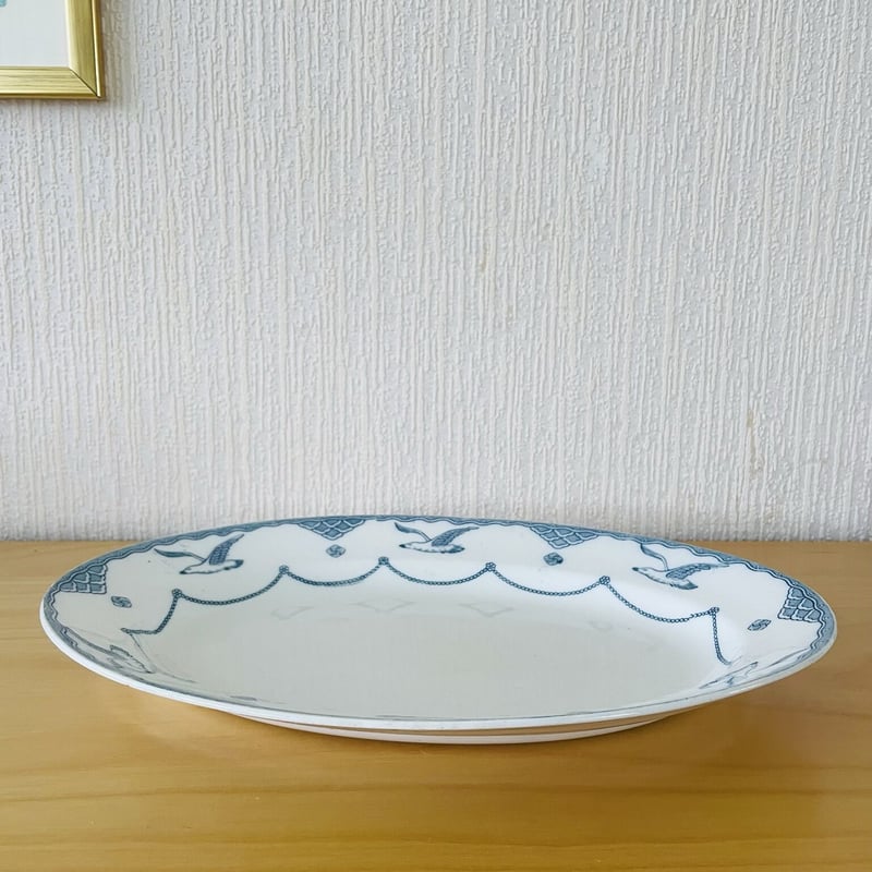 オーレスンドグスタフスベリかもめアンティークオーバル皿大サイズ