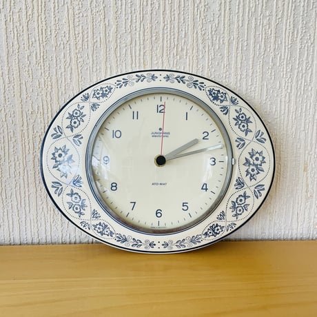 Junghans/ユンハンス/陶器製/壁掛け時計/ブルーのお花