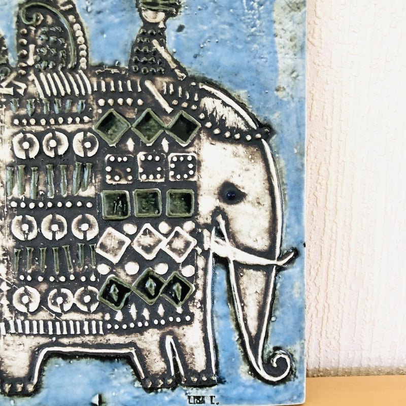 ✨美品✨ リサラーソン Lisa Larson 陶板 グスタフスベリ 象 グスタフスベリリサラーソン Lisa Larson 陶板UNIK 象