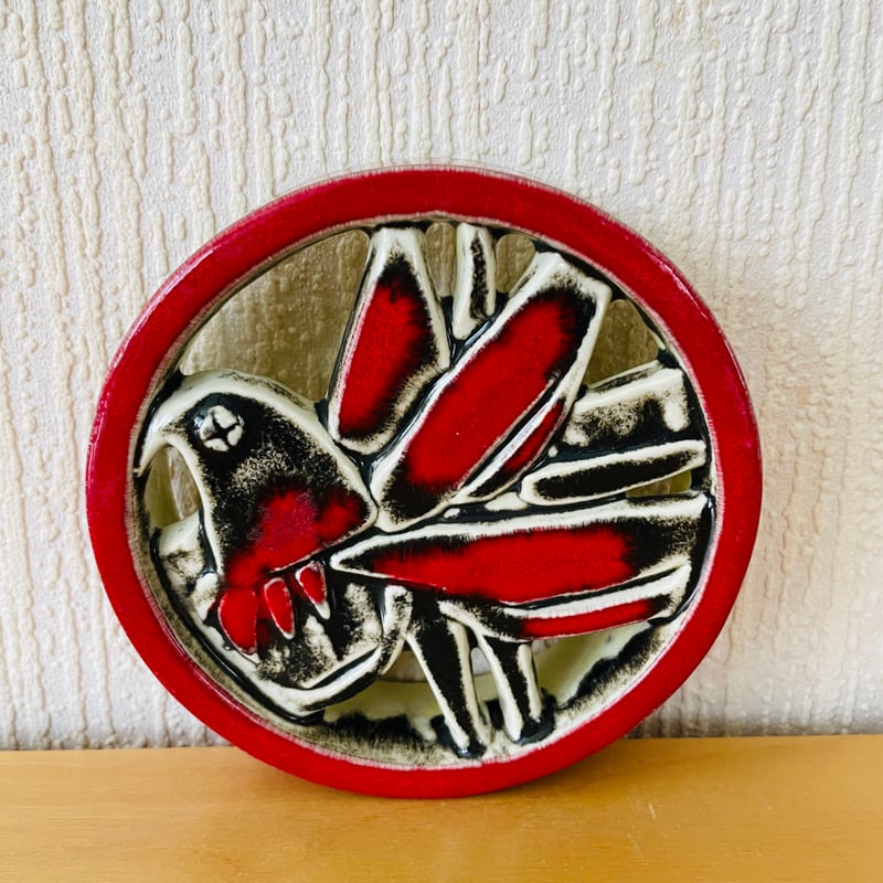 Lisa Larson リサラーソン 陶板 グスタフスベリ 赤い鳥 ヴィンテージ