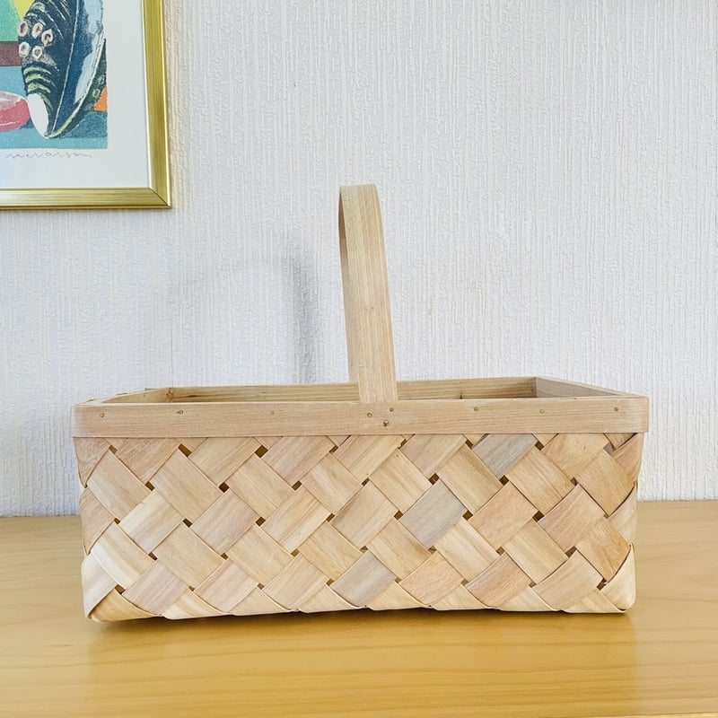 北欧伝統工芸品/Spånkorg/スポンコリ/ハンドル付きカゴ