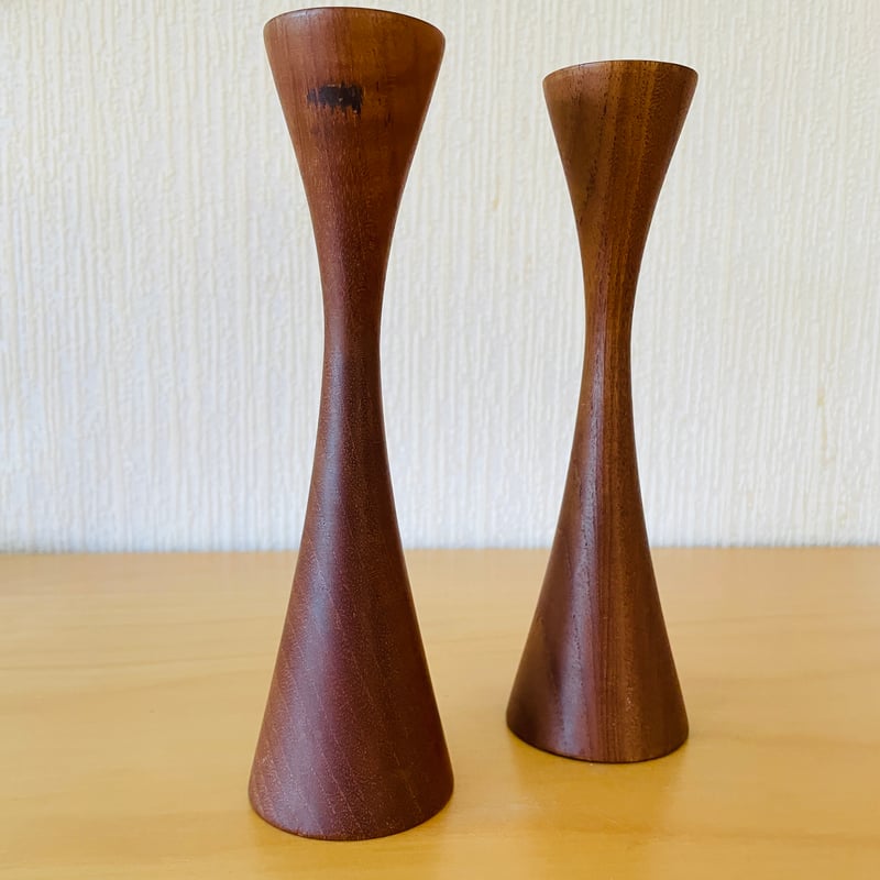 北欧ヴィンテージ/チークのキャンドルスタンド/2本セット 北欧ヴィンテージ/チークのキャンドルスタンド/2本セット