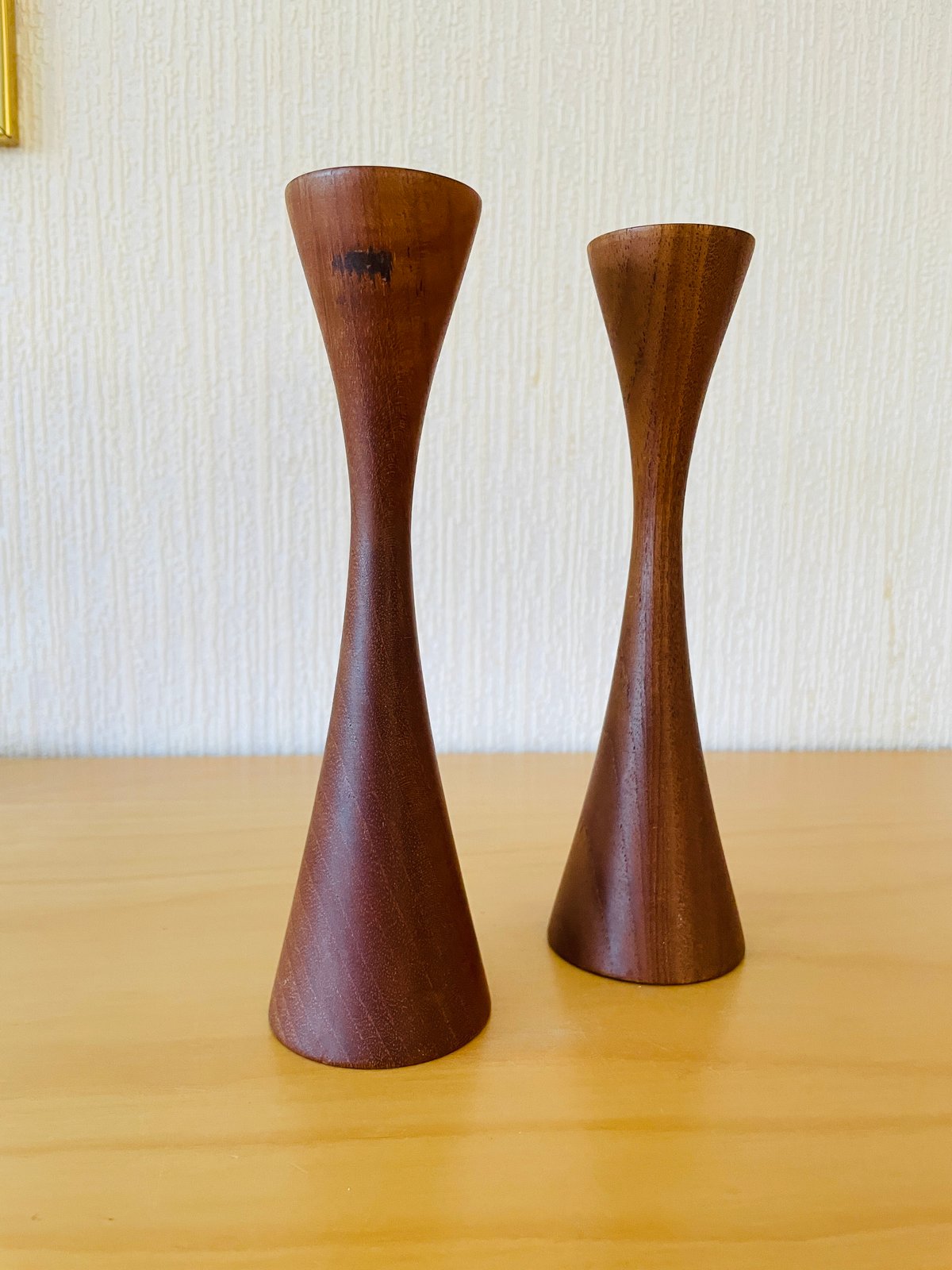 北欧ヴィンテージ/チークのキャンドルスタンド/2本セット 北欧ヴィンテージ/チークのキャンドルスタンド/2本セット
