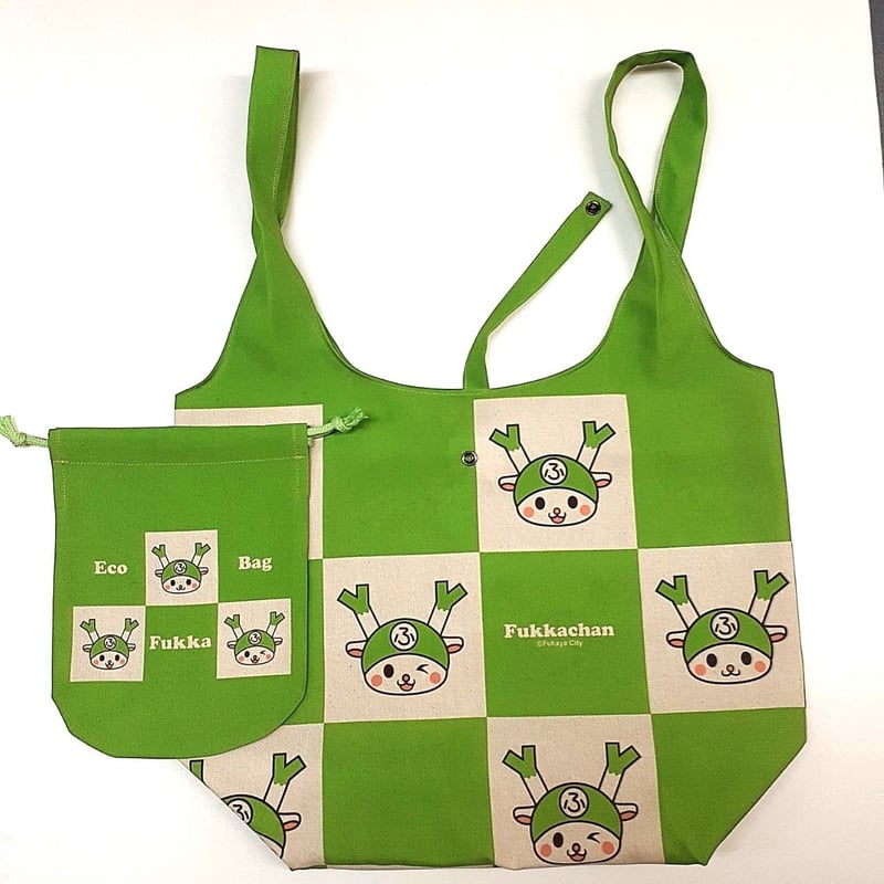 ふっかちゃんエコバッグ〈巾着付〉/ 市松模様 | 深谷のふっか屋ノール
