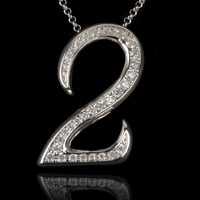 インパクト大 BIG ペンダント ナンバー ネックレス  シルバー メンズ アクセサリー 数字 2