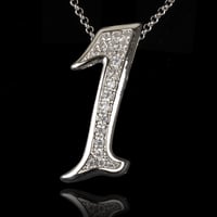インパクト大 BIG ペンダント ナンバー ネックレス  シルバー メンズ アクセサリー 数字 1