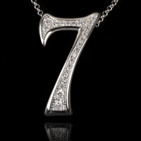 インパクト大 BIG ペンダント ナンバー ネックレス  シルバー メンズ アクセサリー 数字 7