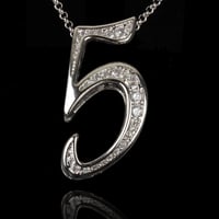 インパクト大 BIG ペンダント ナンバー ネックレス  シルバー メンズ アクセサリー 数字 5