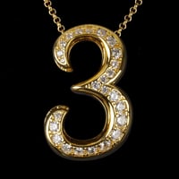 インパクト大 BIG ペンダント ナンバー ネックレス  ゴールド メンズ アクセサリー 数字 3