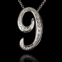 インパクト大 BIG ペンダント ナンバー ネックレス  シルバー メンズ アクセサリー 数字 9