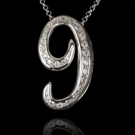 インパクト大 BIG ペンダント ナンバー ネックレス  シルバー メンズ アクセサリー 数字 9