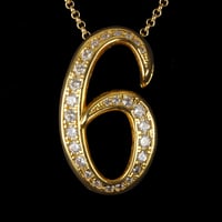 インパクト大 BIG ペンダント ナンバー ネックレス  ゴールド メンズ アクセサリー 数字 6