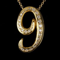インパクト大 BIG ペンダント ナンバー ネックレス  ゴールド メンズ アクセサリー 数字 9