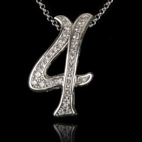 インパクト大 BIG ペンダント ナンバー ネックレス  シルバー メンズ アクセサリー 数字 4