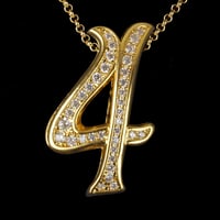 インパクト大 BIG ペンダント ナンバー ネックレス  ゴールド メンズ アクセサリー 数字 4