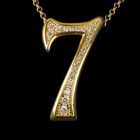 インパクト大 BIG ペンダント ナンバー ネックレス  ゴールド メンズ アクセサリー 数字 7
