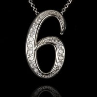 インパクト大 BIG ペンダント ナンバー ネックレス  シルバー メンズ アクセサリー 数字 6