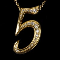 インパクト大 BIG ペンダント ナンバー ネックレス  ゴールド メンズ アクセサリー 数字 5