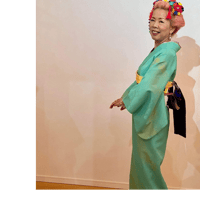 めっちゃ着物®︎＝ワンピース（金彩翡翠・黒帯）