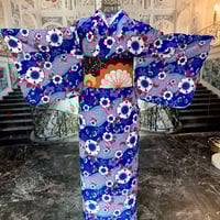 めっちゃ着物®︎＝ワンピース（ブルーM黒帯）TWS-M/B-B