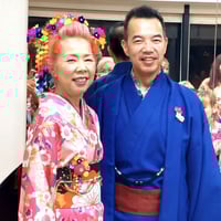 めっちゃ着物®︎＝ワンピース（フューシャピンク・ゴールド帯）