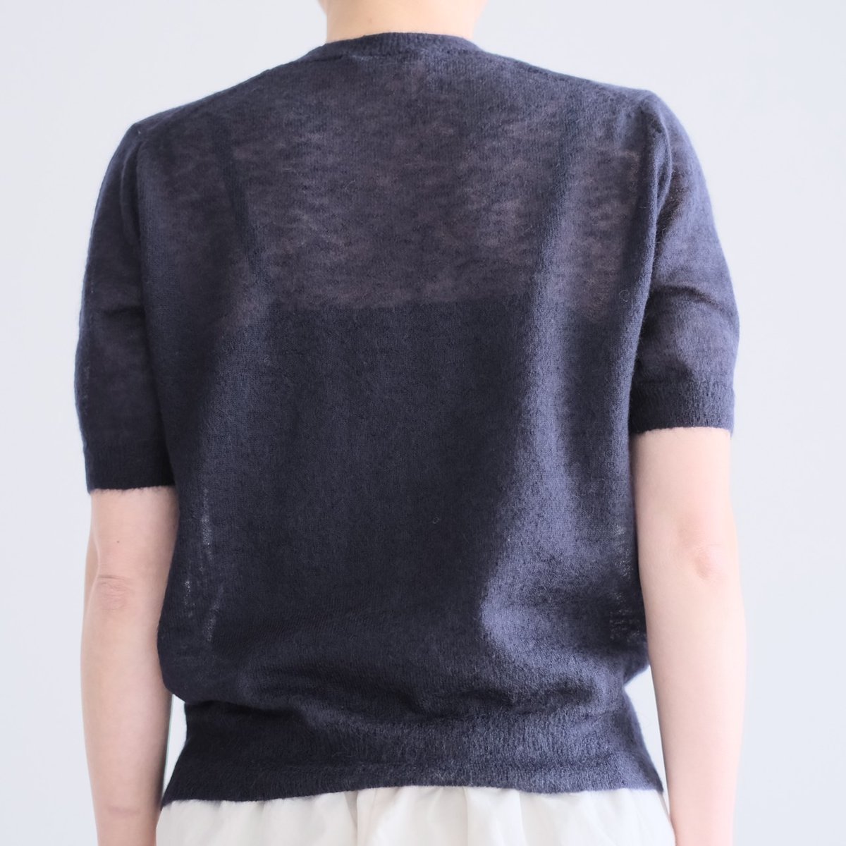 AURALEE /KID MOHAIR SHEER KNIT TEE（Lady's/NAVY）