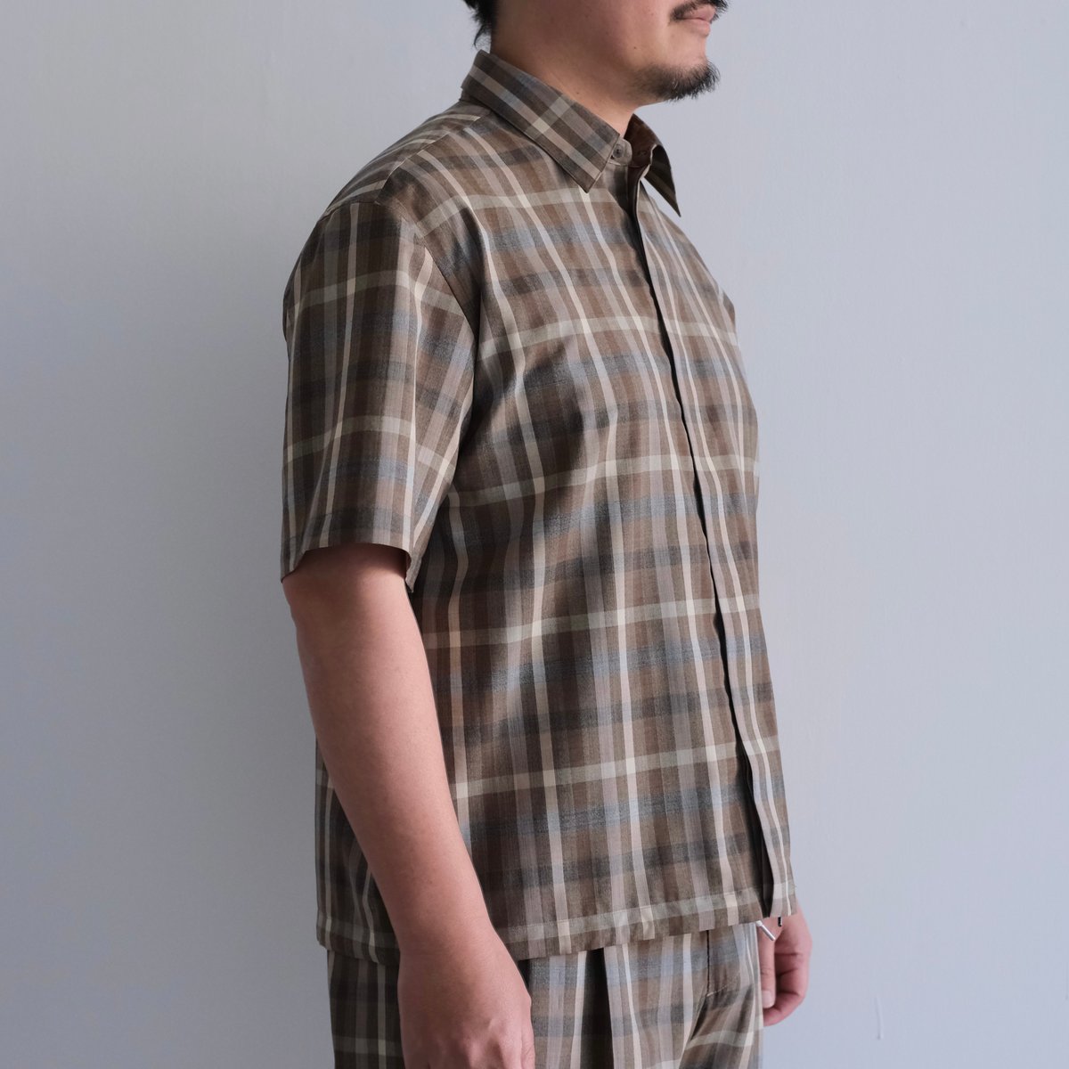 AURALEE / SUPER FINE TROPICAL WOOL CHECK HALF-S