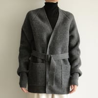 AURALEE / MILLED FRENCH MERINO RIB KNIT CARDIGAN （Lady's/CHARCOAL GRAY）