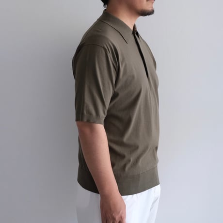 AURALEE / GIZA HIGH GAUGE KNIT POLO（Men's / Olive Gray）