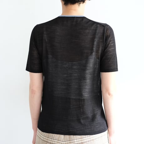 AURALEE / HARD TWIST HIGH GAUGE WOOL SILK KNIT TEE　（Lady's / Black)