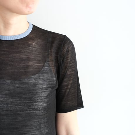 AURALEE / HARD TWIST HIGH GAUGE WOOL SILK KNIT TEE　（Lady's / Black)