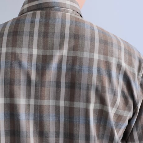 AURALEE / SUPER FINE TROPICAL WOOL CHECK HALF-SLEEVED SHIRT（Men's/TOP BROWN CHECK）
