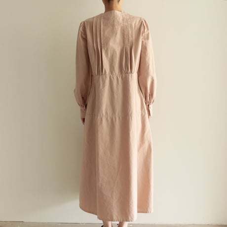 COSMIC WONDER /Cotton linen classic broadcloth 20’s work dress(Lady's/ Orange jade)