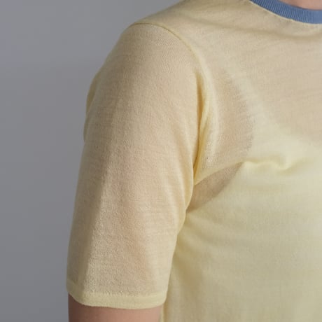 AURALEE / HARD TWIST HIGH GAUGE WOOL SILK KNIT TEE　（Lady's / Pale Yellow)