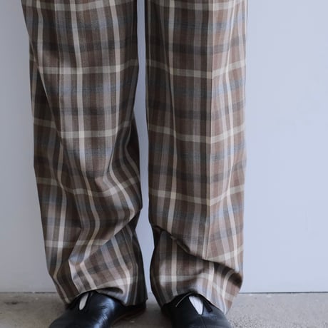 AURALEE / SUPER FINE TROPICAL WOOL CHECK TWO-TUCK SLACKS（Men's/TOP BROWN CHECK）