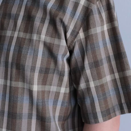 AURALEE / SUPER FINE TROPICAL WOOL CHECK HALF-SLEEVED SHIRT（Men's/TOP BROWN CHECK）
